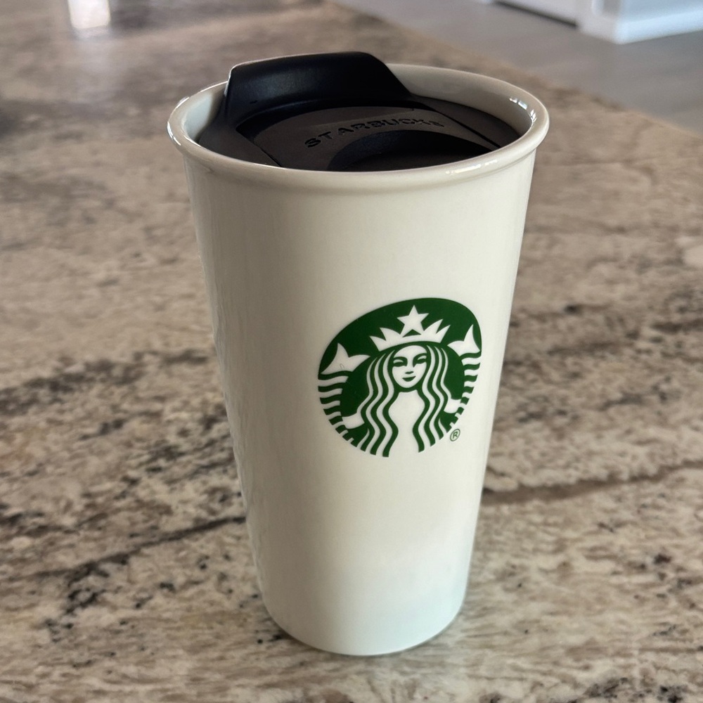 Starbucks Green Logo Ceramic Tumbler with Black Lid
